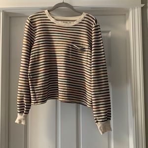 Madewell long sleeve rainbow striped pocket tee. Size M.